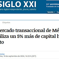 El mercado transaccional de Mxico moviliza un 5% ms de capital hasta agosto